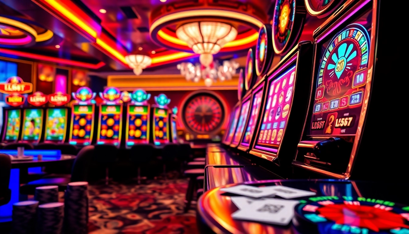 L567 slot machine surrounded by vibrant casino elements, showcasing thrilling gameplay.