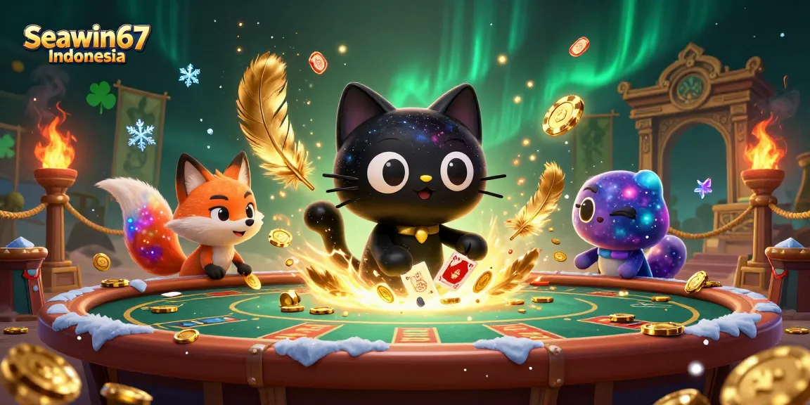 Menangkan chip emas di Seawin67 Indonesia dengan kucing lubang hitam dan teman rubah nebula.
