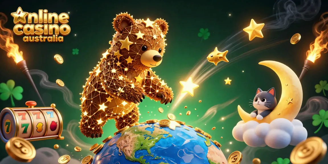 Scoop gold coins with the constellation bear in a vibrant online casino australia scene
