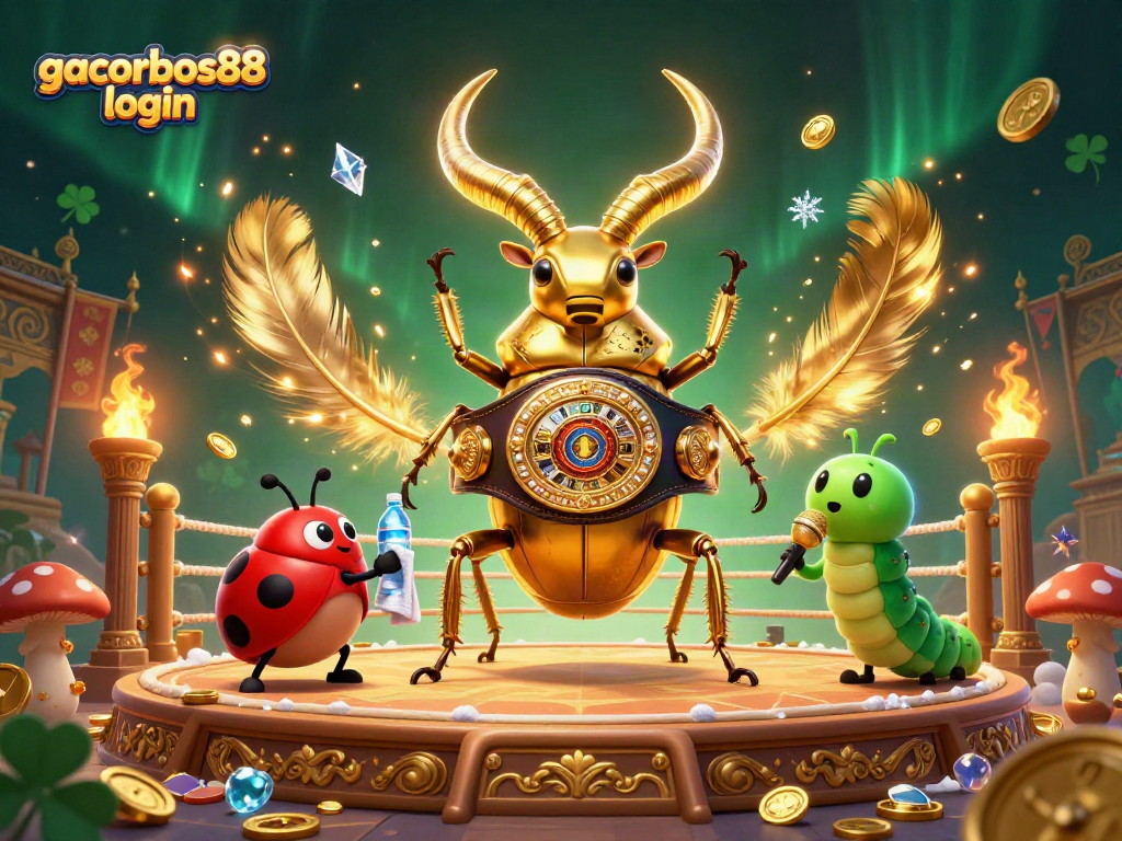Engage with the vibrant gacorbos88 login scene, featuring unique characters in a rich casino atmosphere.