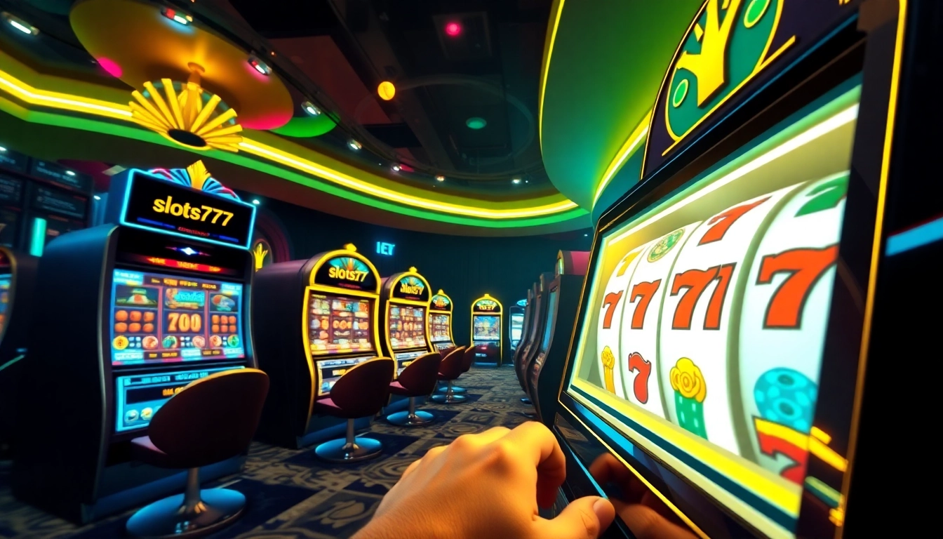 Players engaging with the exciting slots777 online slot machines in a vibrant casino atmosphere.