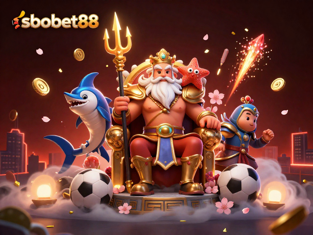 Experience sbobet88 with thrilling sports betting, showcasing Neptune and festive elements!