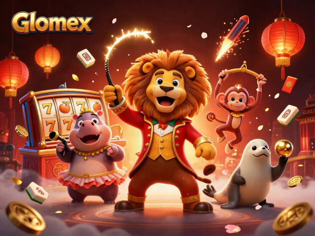 Engage with Glomex casino thrills featuring lively characters and slot game elements.
