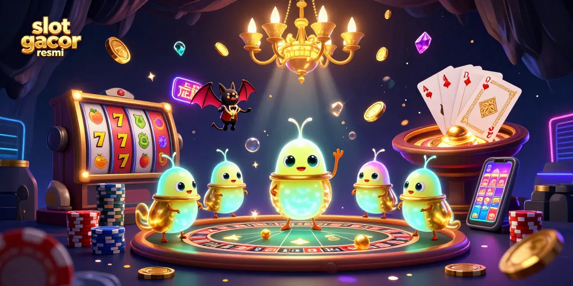 Experience exciting wins with slot gacor resmi in this vibrant 3D casino illustration featuring glowworms.