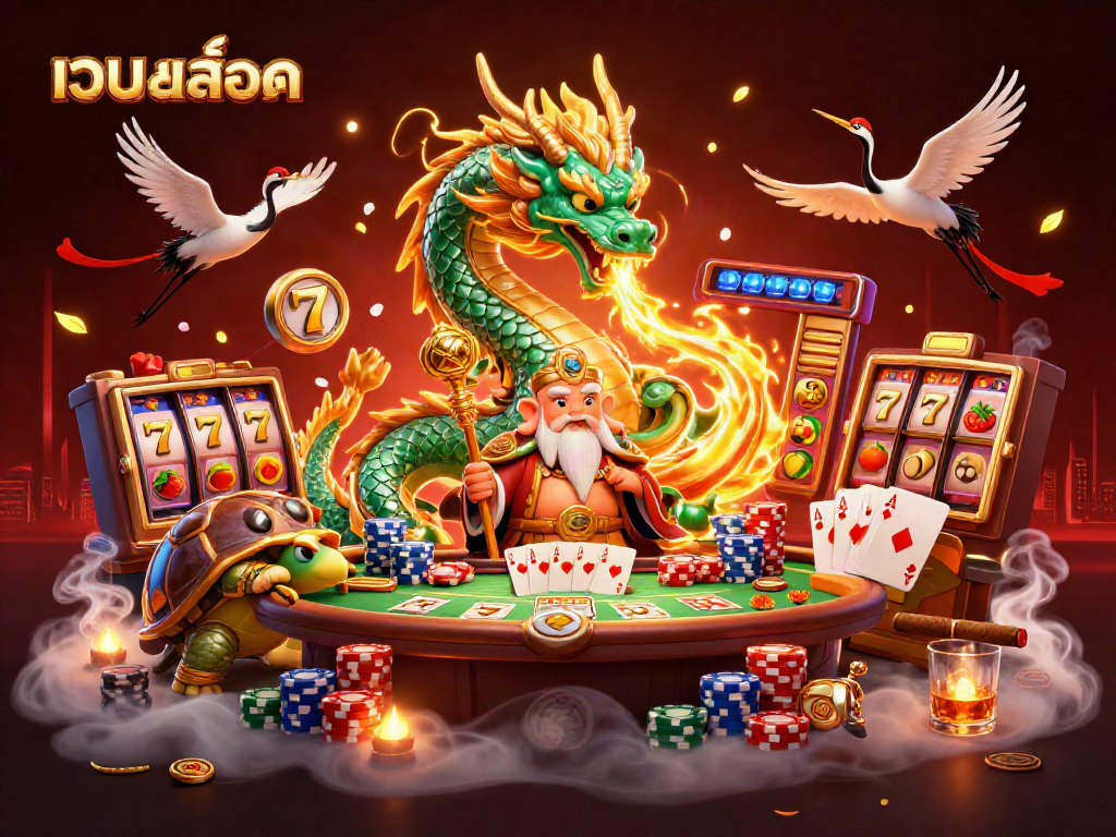 Engage with เว็บสล็อต in this vibrant 3D illustration featuring engaging slot elements and dynamic characters.