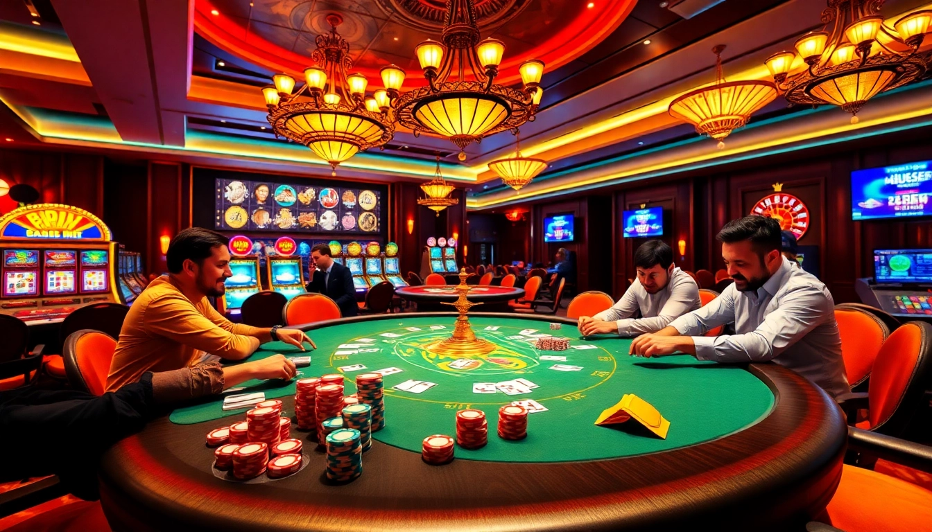 Engage in Đăng Nhập Nhà Cái 68VIP with vibrant casino tables, colorful chips, and exciting gameplay.
