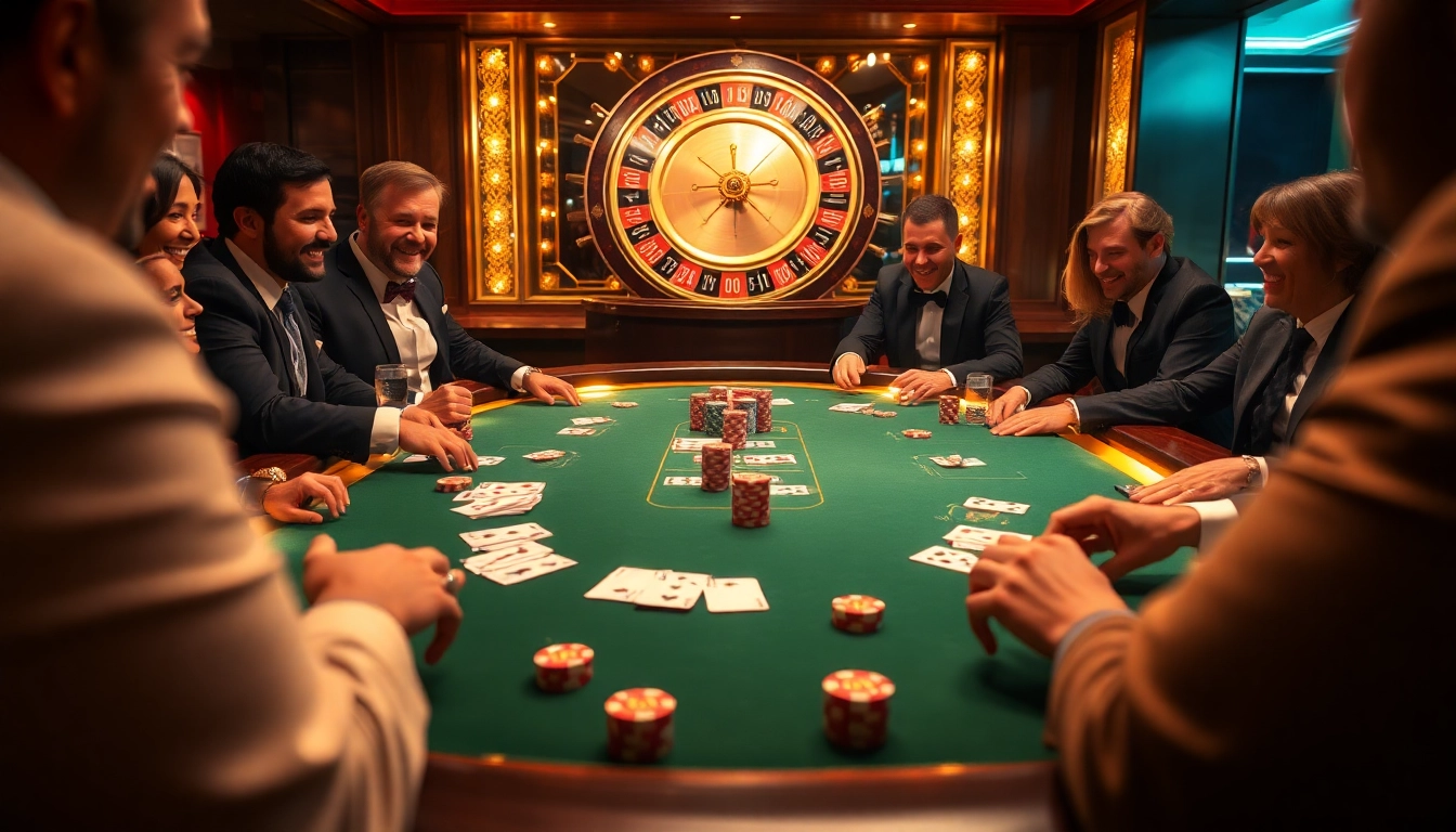 S8 game players enjoying an exciting poker game with colorful chips and cards on a luxurious casino table.