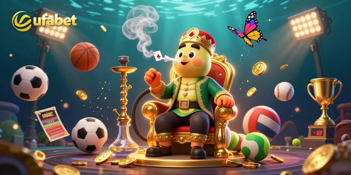 Experience ufabet's thrilling vibe with a smoke-blowing caterpillar, sports elements, and dynamic action.
