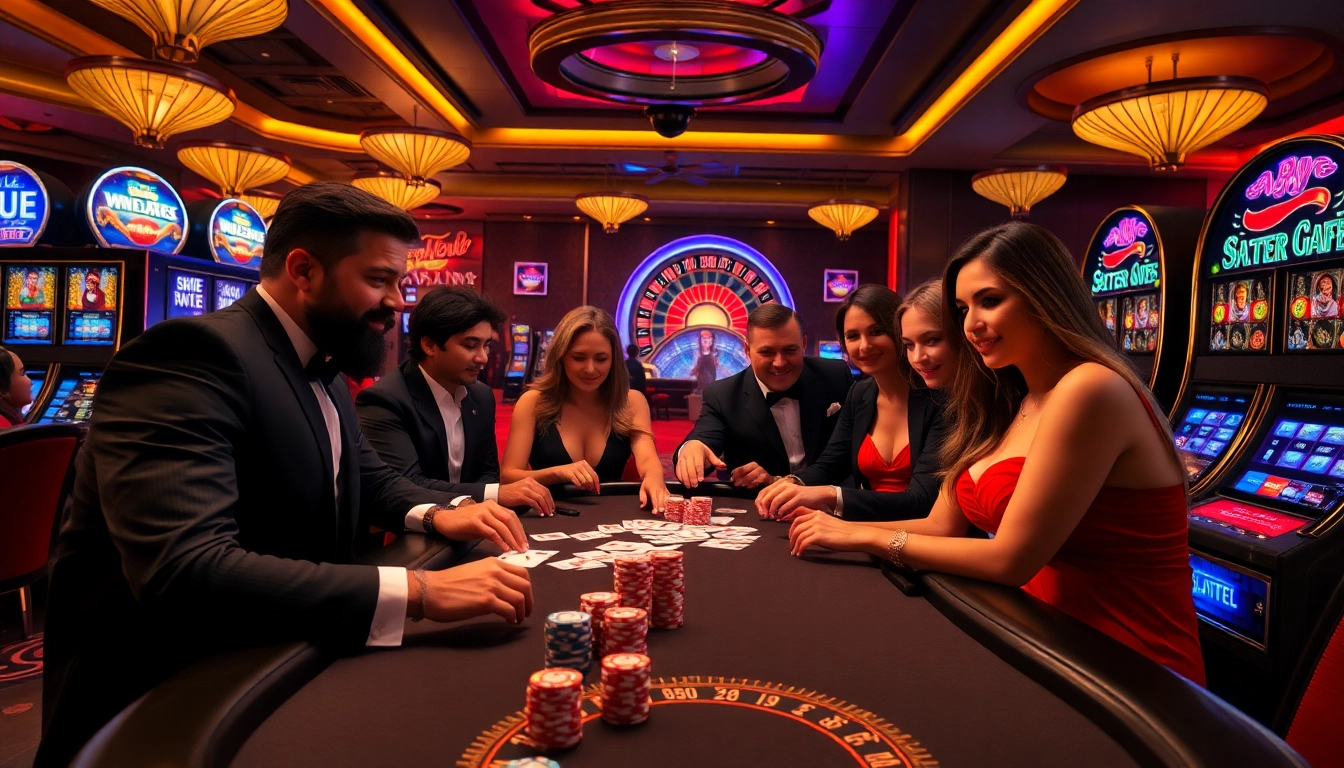 Gamblers enjoying the thrill of a sex game-themed casino table with vibrant colors and energetic atmosphere.
