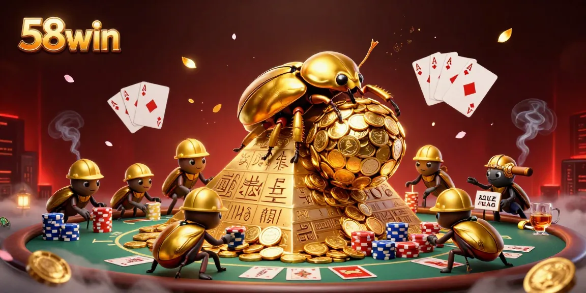 Experience thrilling action at 58win with golden beetles and vibrant poker elements!