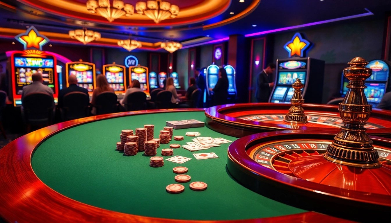 Experience the excitement of Sunwin at a luxurious casino table with vibrant gaming elements.
