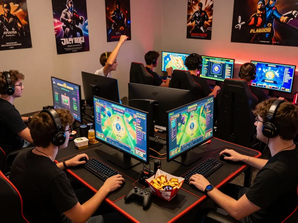 Exciting gaming atmosphere showcasing zeus138 online slot players enjoying vibrant game graphics and immersive setups.