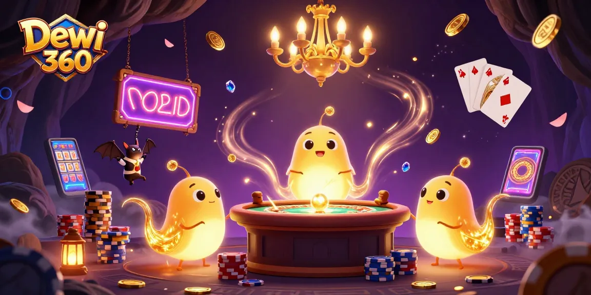 Permainan kasino menarik di Dewi 360 memperlihatkan glowworms bercahaya menambah keseruan.