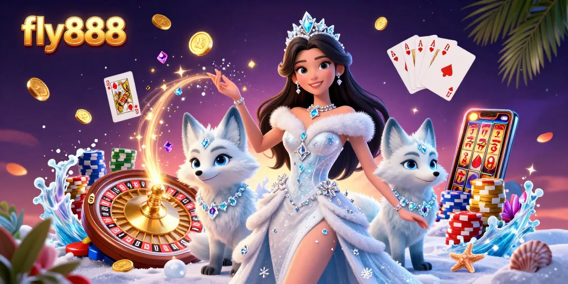 Experience thrilling gaming with fly888, showcasing a captivating casino scene filled with dynamic poker elements and vibrant characters.