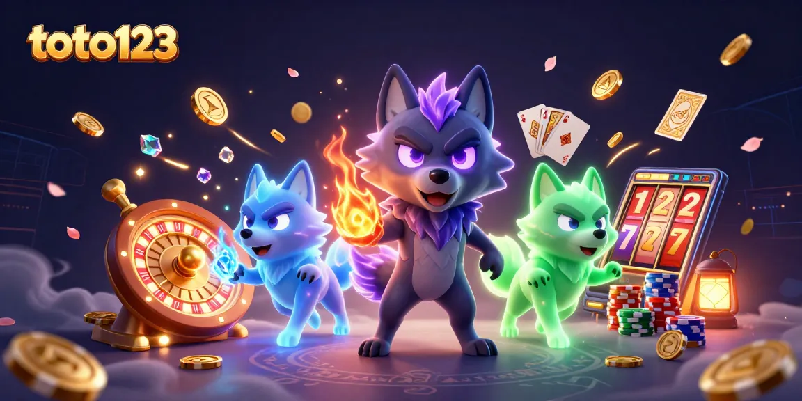 Toto123 empowers players with exciting wins at an engaging online casino illustration featuring vibrant game elements.