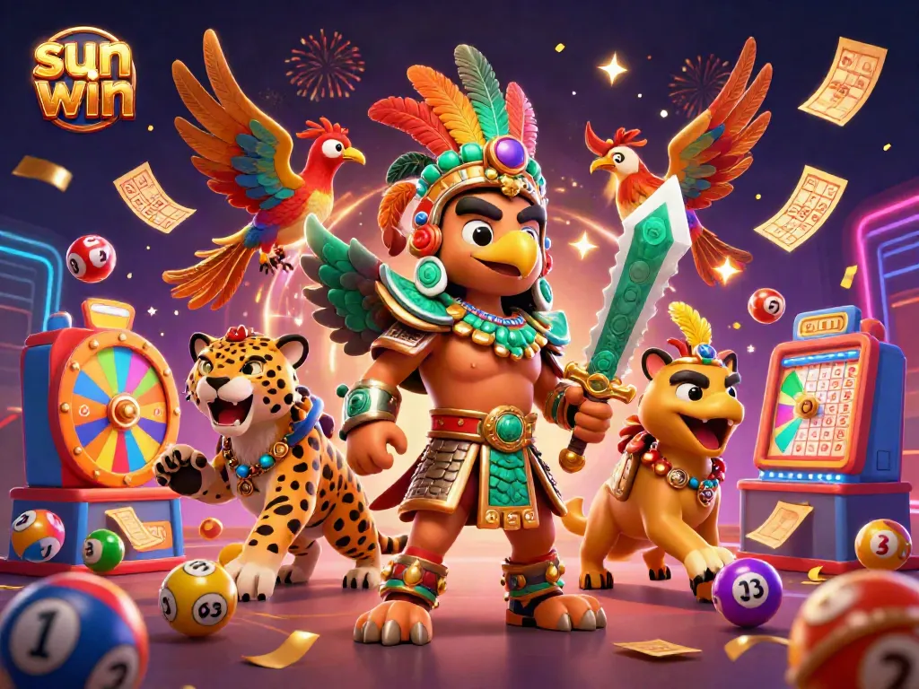 Experience the thrill of sun win with vibrant characters amidst dazzling casino elements.