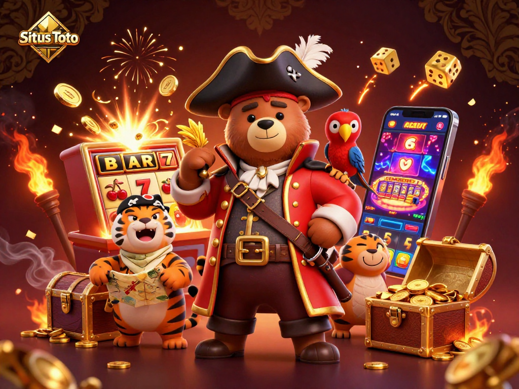 Situs Toto menghidupkan aksi seru bermain slot dengan peta harta dan simbol keberuntungan di tengah petualangan.