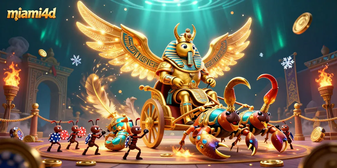 Engage with thrilling miami4d games featuring a golden scarab and vibrant casino elements.