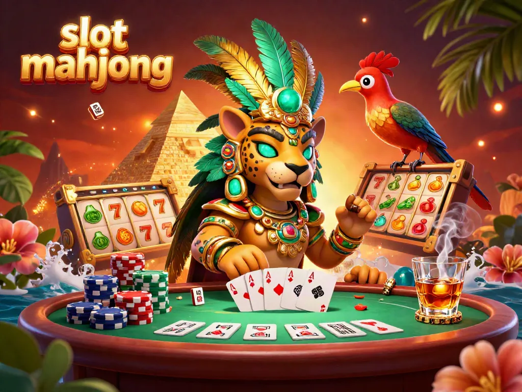 Experience the excitement of slot mahjong with vibrant casino elements, featuring 3D Mayan characters and dynamic action.