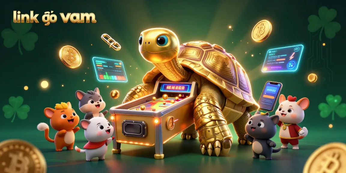 Play exciting games at link vào vmax featuring a colossal tortoise pinball machine in a dynamic casino scene.