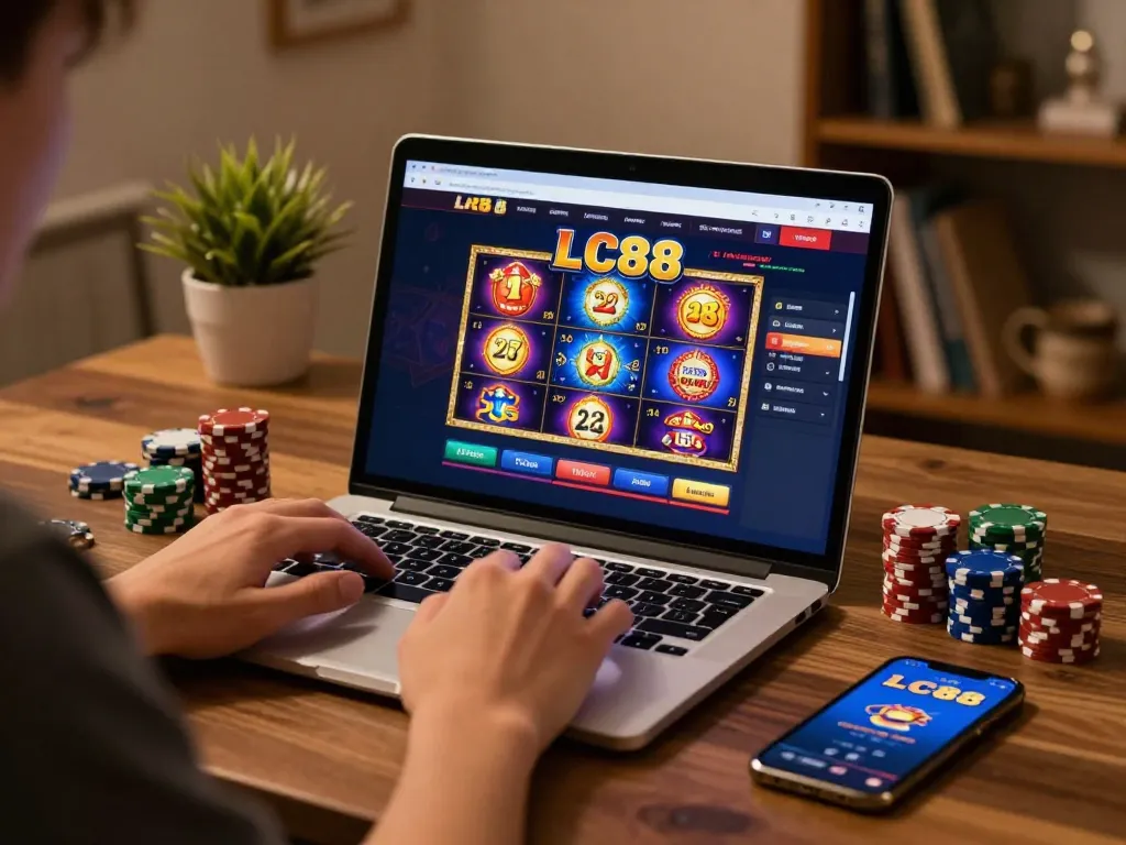 Engaging in online gaming at LC88, showcasing vibrant designs and strategic options for gamblers.