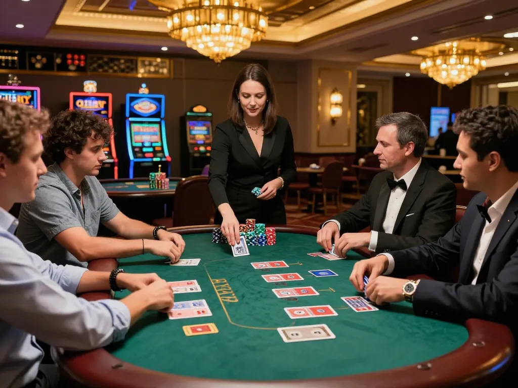 Players engaging in a thrilling blackjack game at SC 88 casino with elegant dealer