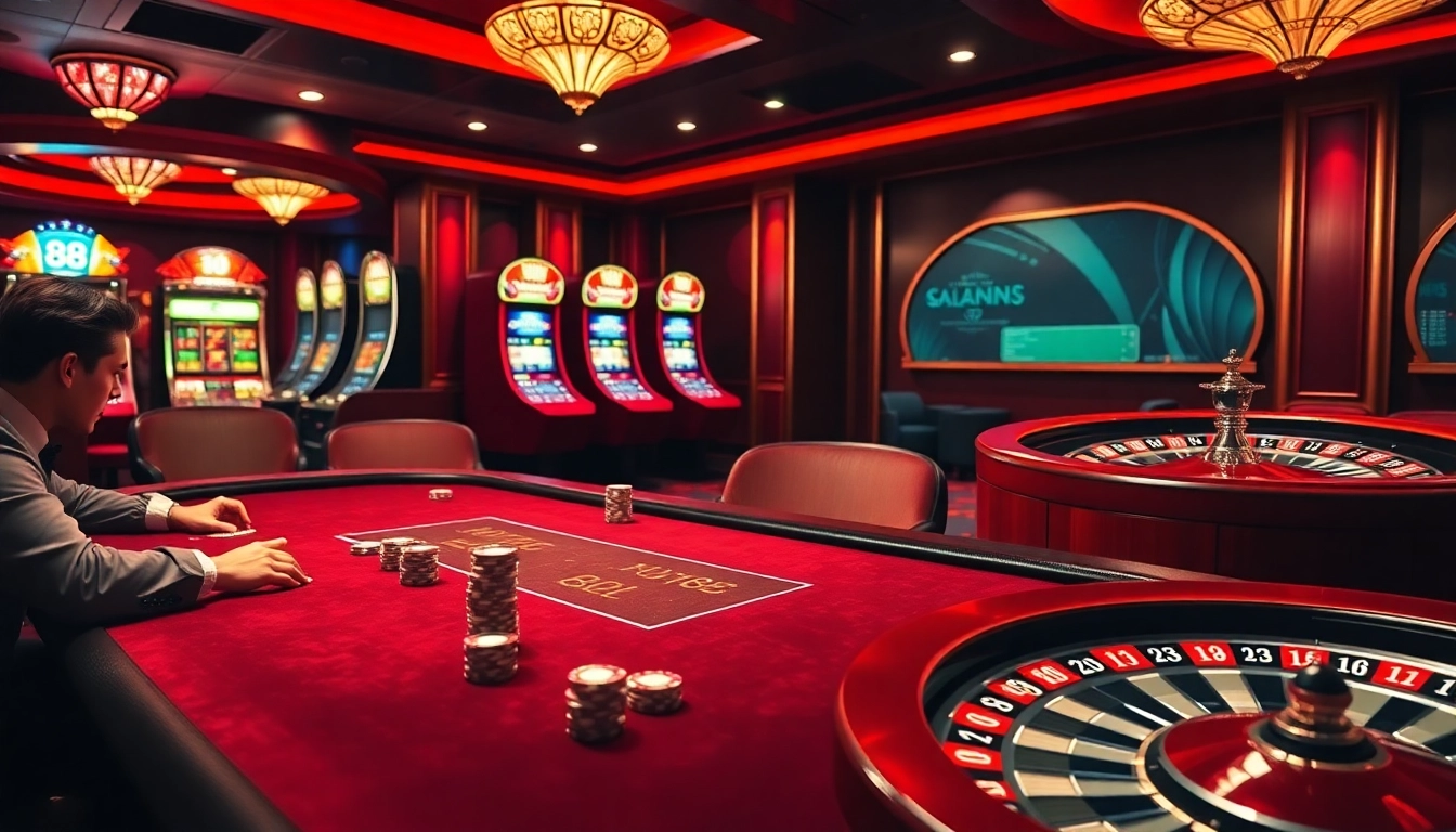 Man 88 offers an exciting casino experience with lively poker tables and vibrant slot machines.
