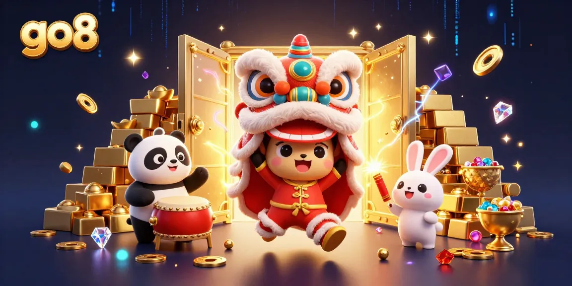 Spin with go8's lively characters, showcasing an electrifying casino atmosphere full of treasures.
