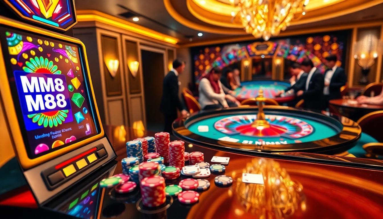 Experience the excitement of MM88 online casino gaming with vibrant tables and slots.