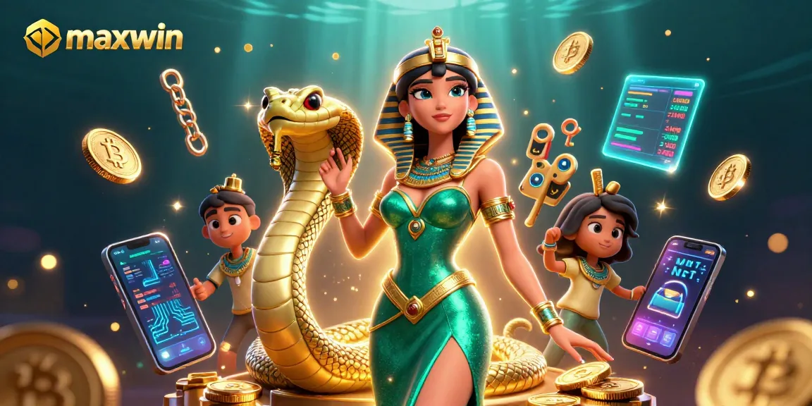 Experience maxwin's exciting casino world with vibrant characters and crypto-themed elements in 3D.
