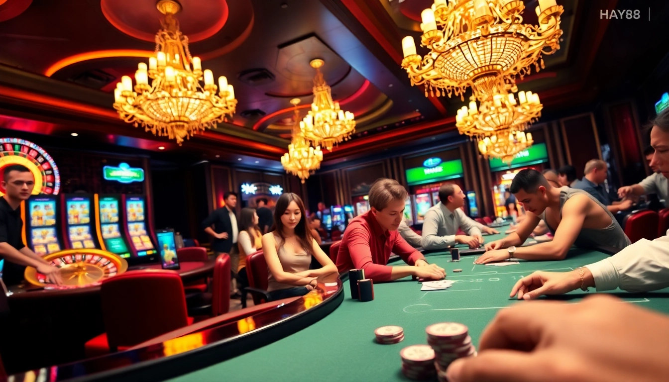 Experience the thrill of winning at HAY88 with vibrant casino games and excited players.