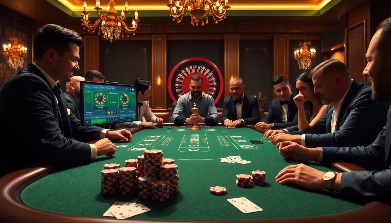 Players strategize at an upscale poker table, highlighting excitement at https://zx88.tech/ casino.
