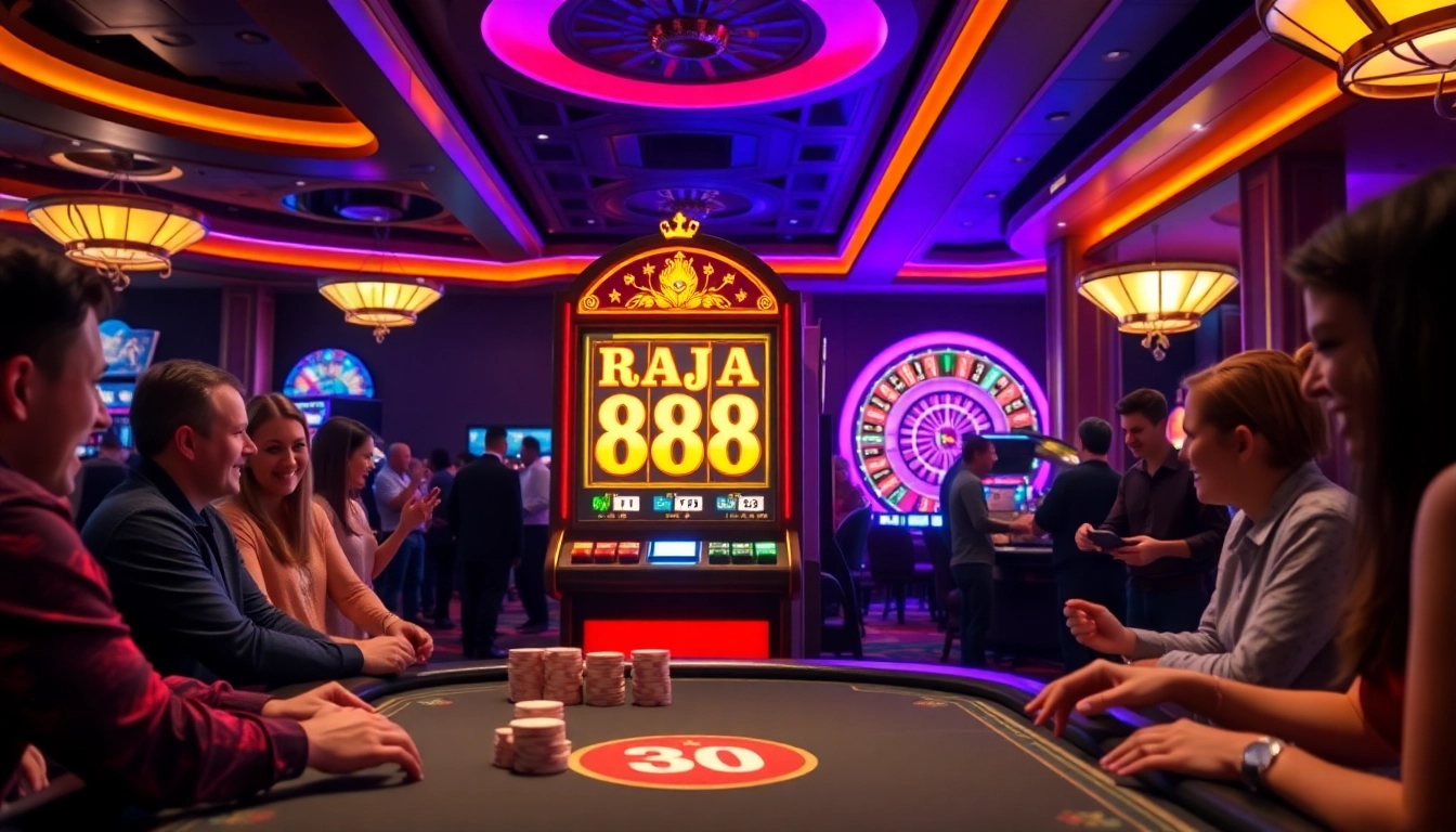 Experience the excitement of raja 88 with players engaging at luxurious casino tables.