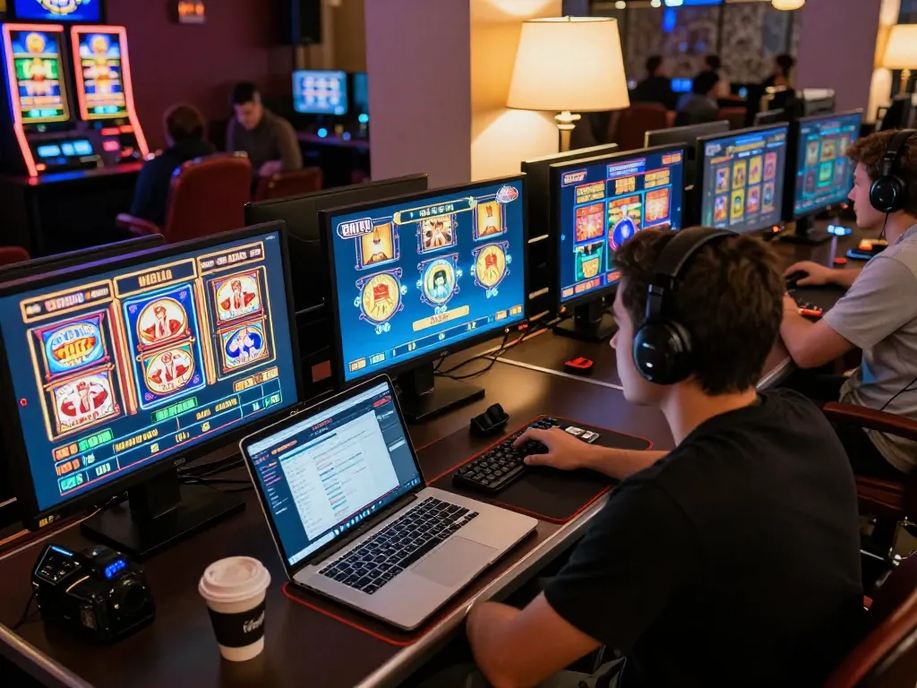 Player enjoying the sg777 online casino experience on multiple screens at home