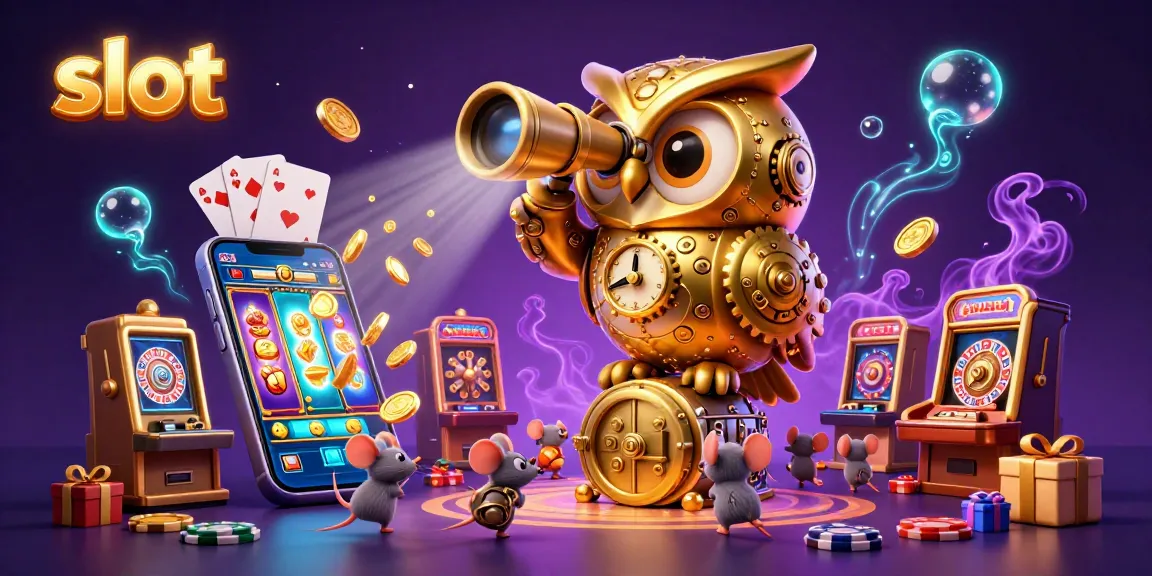 Spin the slot with tiny wind-up mice and a golden owl in a vibrant casino setting.