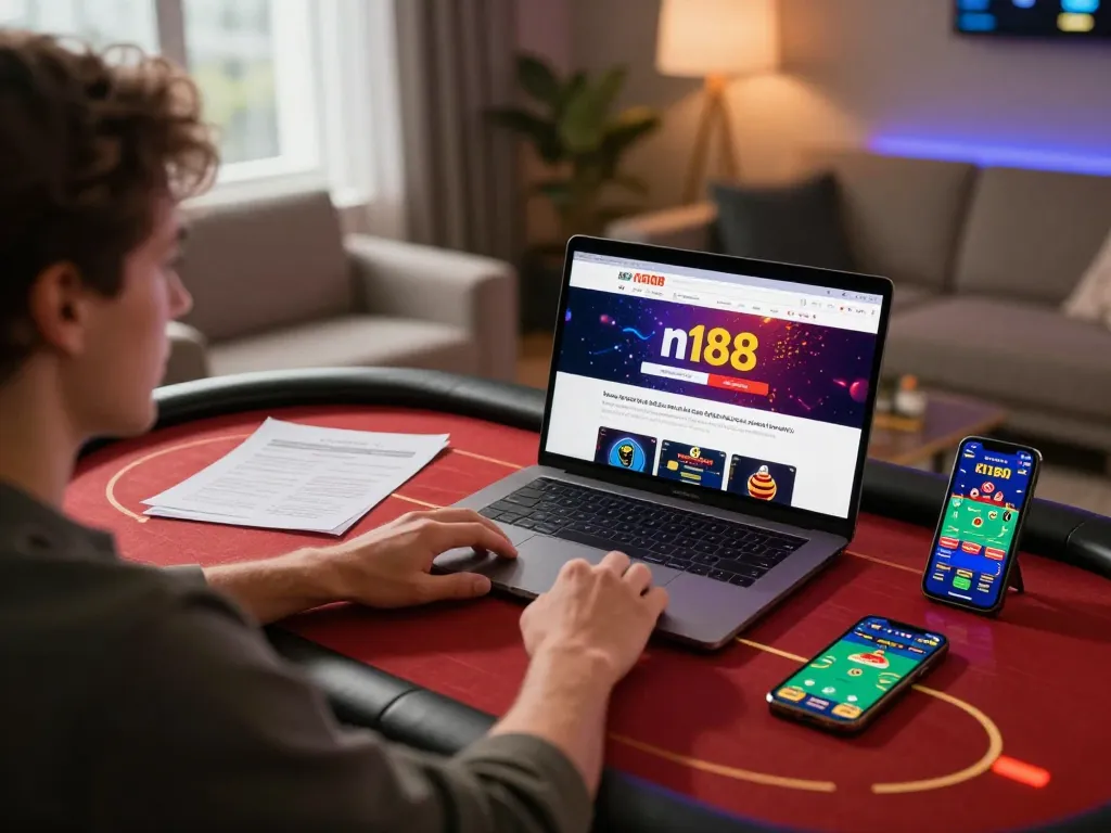 Engaging online gaming experience at n188 casino with player actively strategizing bets.