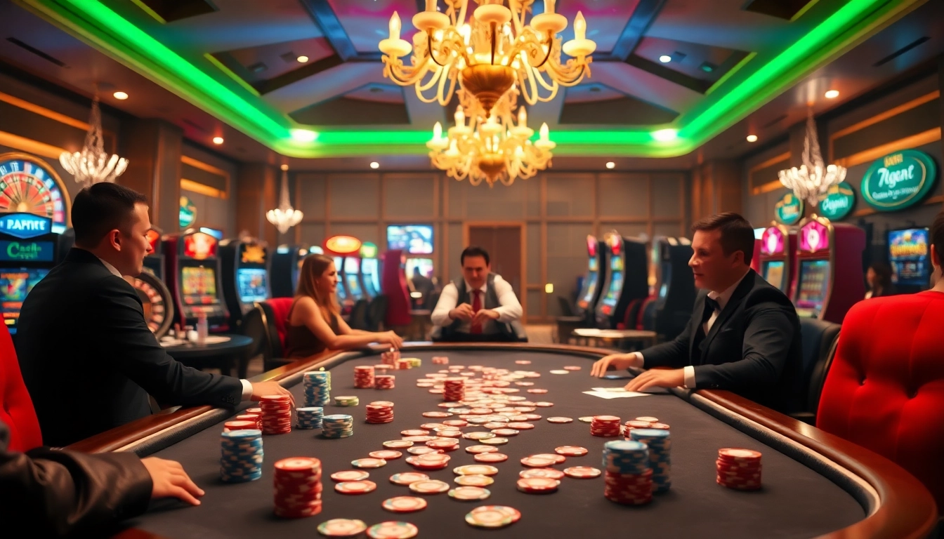 Experience thrilling poker action with the 7xl סוכן at a vibrant casino table filled with chips and cards.