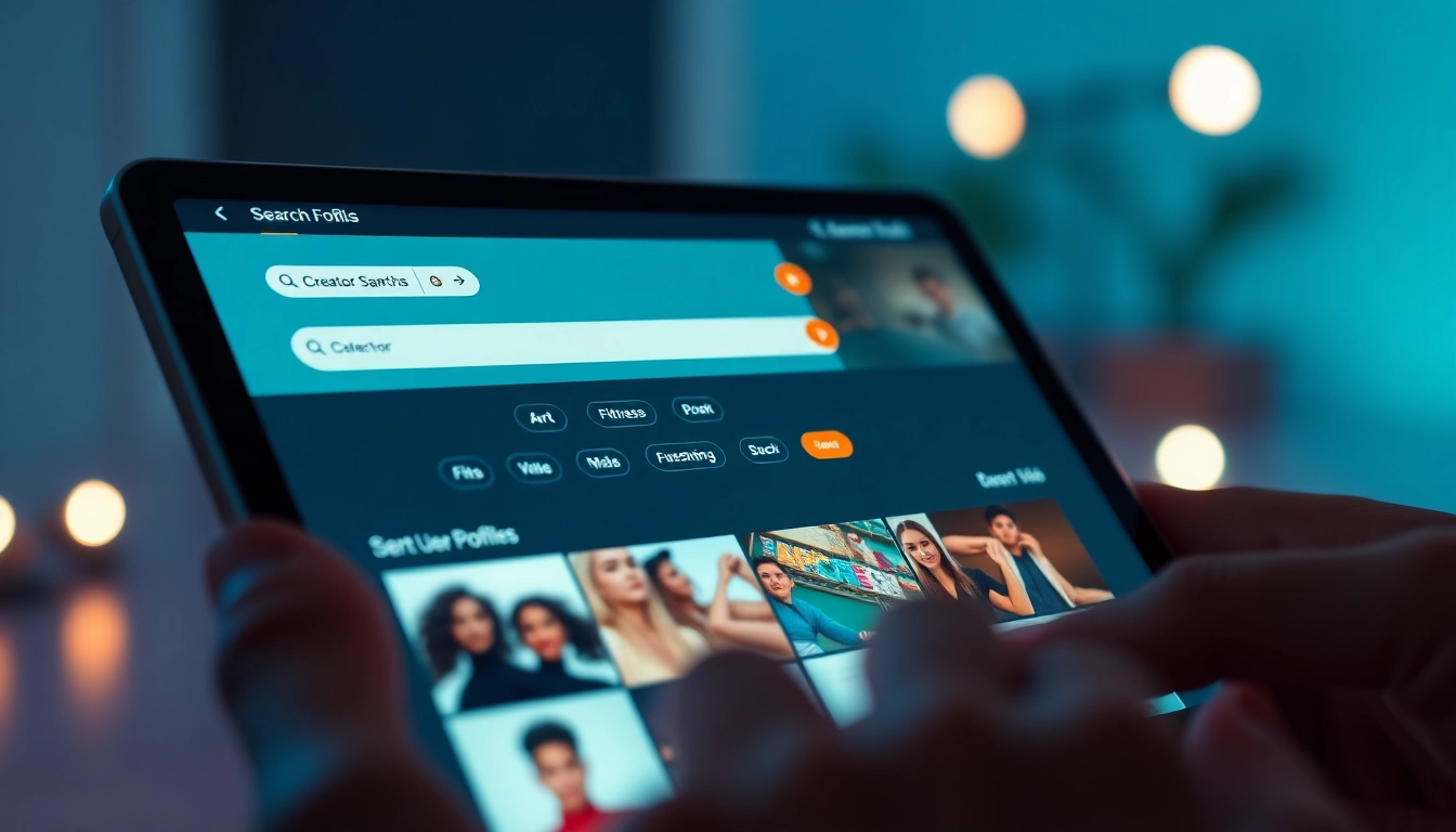 Explore OnlyFans Search interface with vibrant UI showcasing creator profiles and categories.