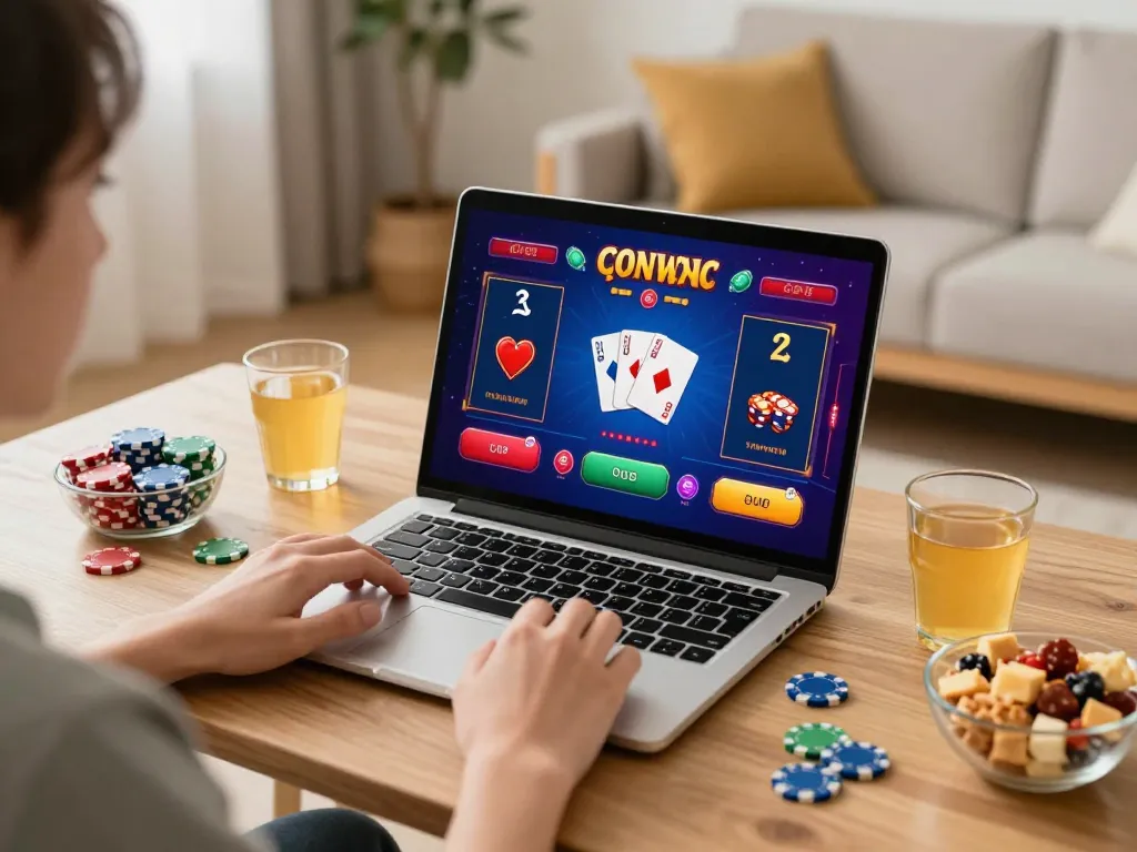 Engaging online gaming experience with go8 đăng nhập on a laptop in cozy home setting.
