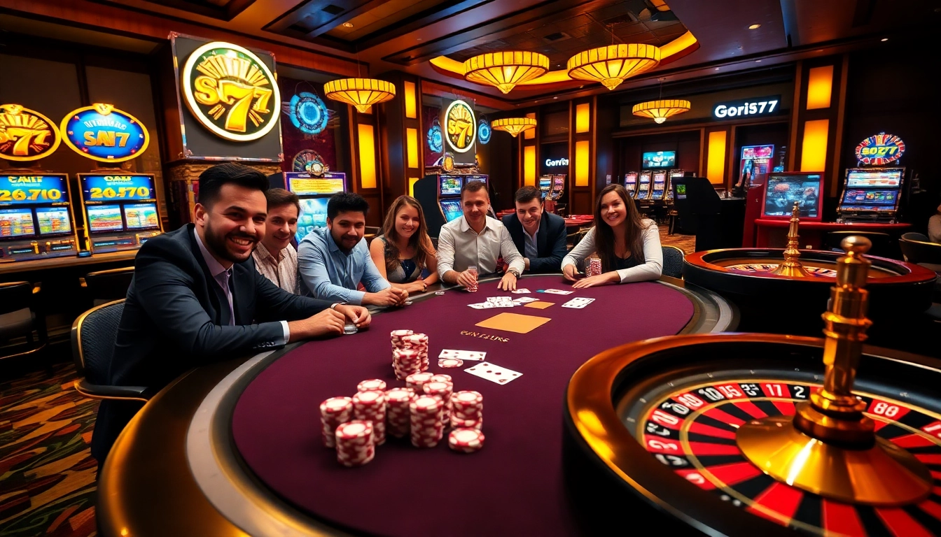 Gambling excitement at a casino table highlighting strategies for gori77 players.