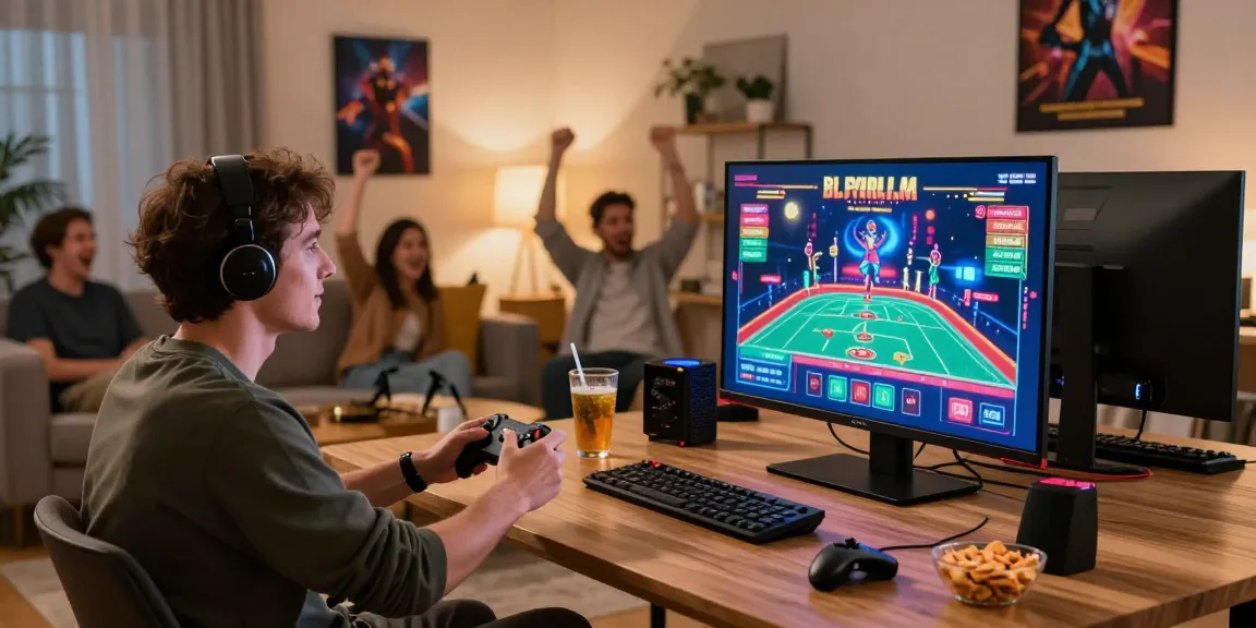 Engaged player at home gaming, showcasing the lively atmosphere of credit card casinos in 2026 from https://dea.org.uk.