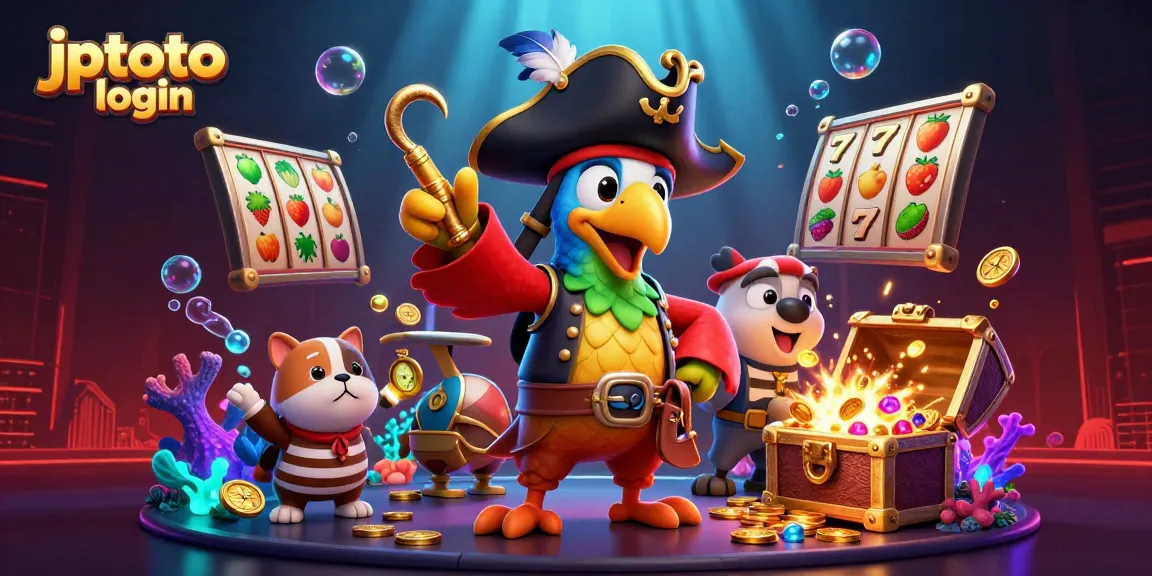 Experience thrilling gameplay with jptoto login in a vibrant casino-themed illustration, featuring lively characters.