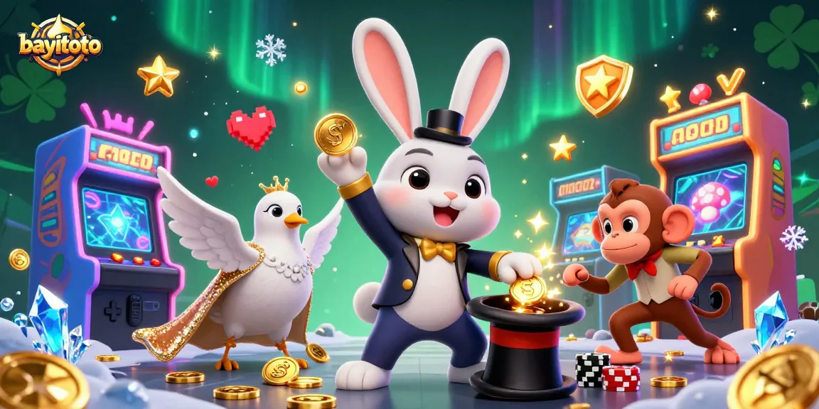 Experience exciting wins at bayitoto with a vibrant casino scene full of playful characters and magical elements.