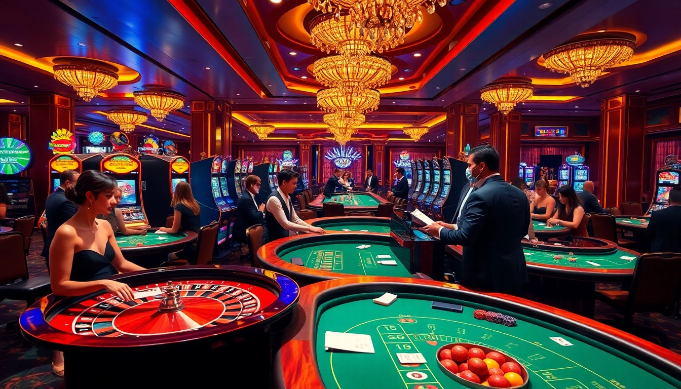 Exciting casino gaming scene at https://thabet.vegas/, featuring engaging roulette and poker tables.