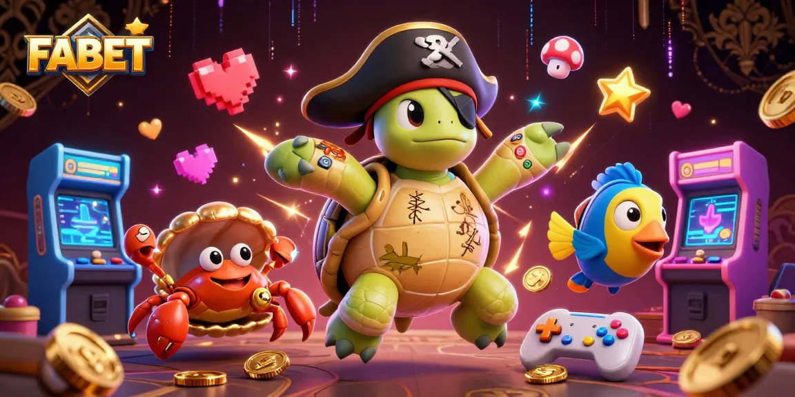 Explore FABET's vibrant gaming universe with pirate turtle and underwater treasures in an engaging casino scene.
