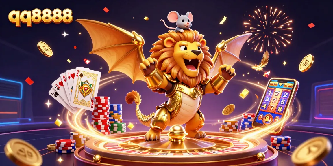 Experience thrilling gameplay at qq8888, featuring golden chimera and exciting casino elements.