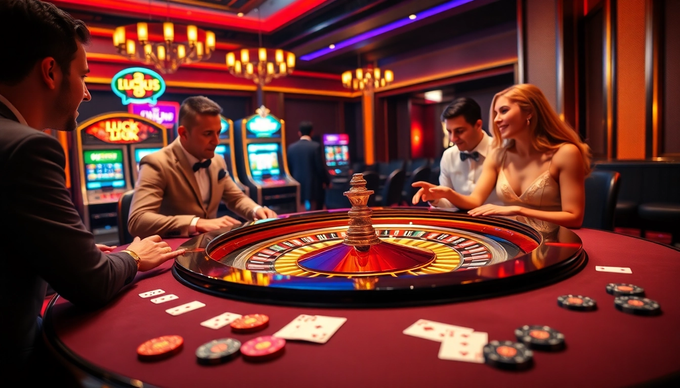 Experience the thrilling atmosphere of luck 8 at an elegant casino with roulette and poker.