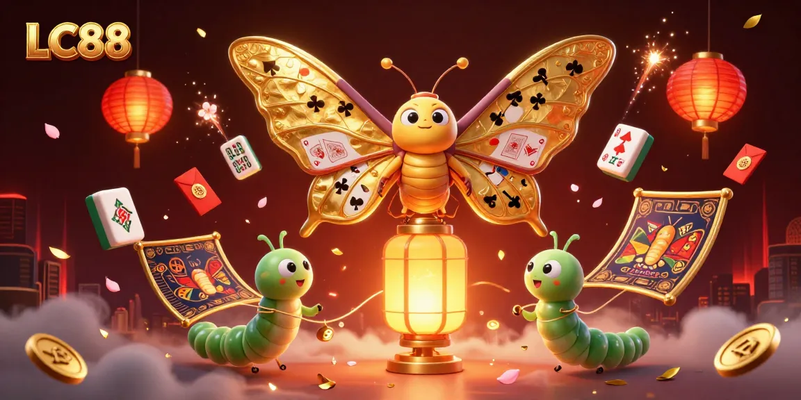 LC88 showcases exhilarating casino scenes with a majestic moth and golden lanterns in an enchanting 3D realm.
