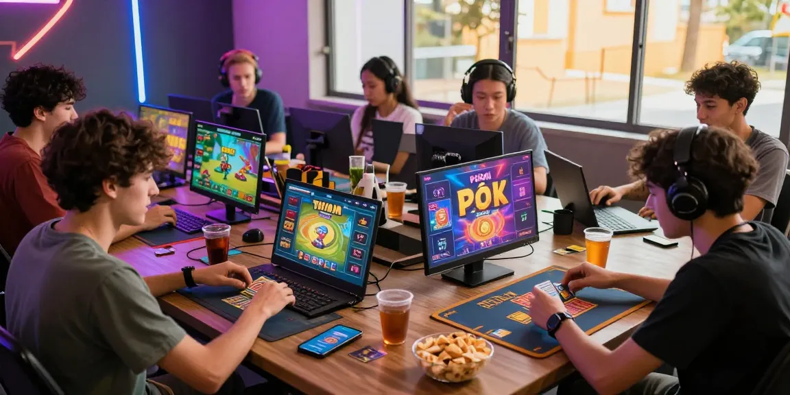 Group of players enjoying card games on gamebaidoithuong.is with vibrant graphics and lively atmosphere