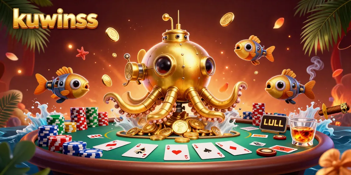 Play poker and win with kuwinss as a golden kraken emerges from coins